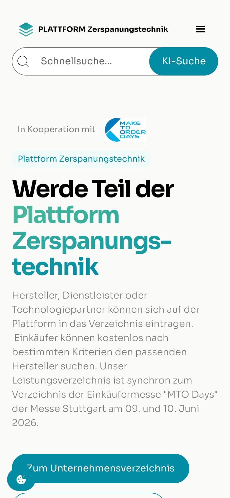 Plattform Zerspanungstechnik: Mobilansicht