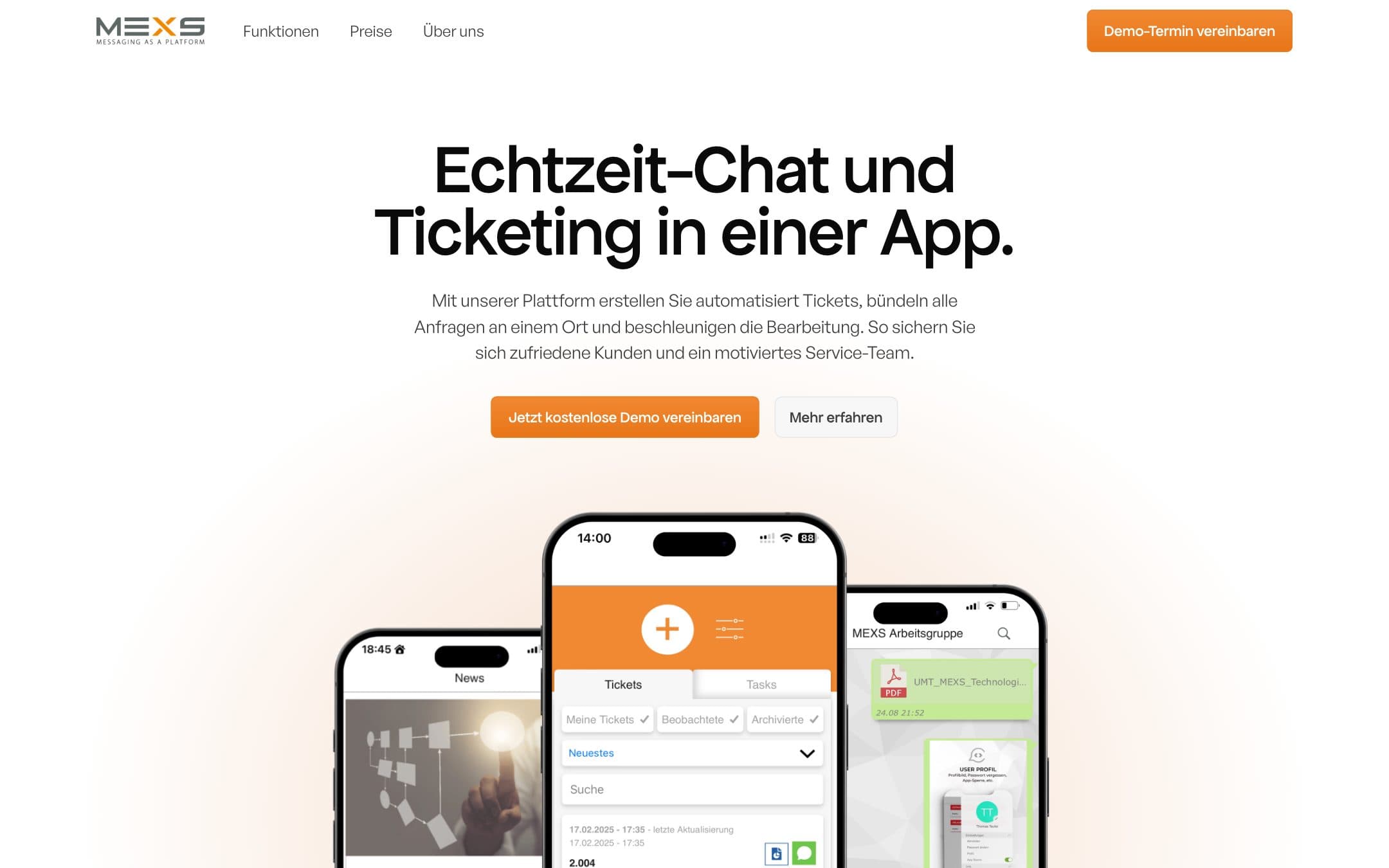 MEXS: Kopfbereich der Startseite