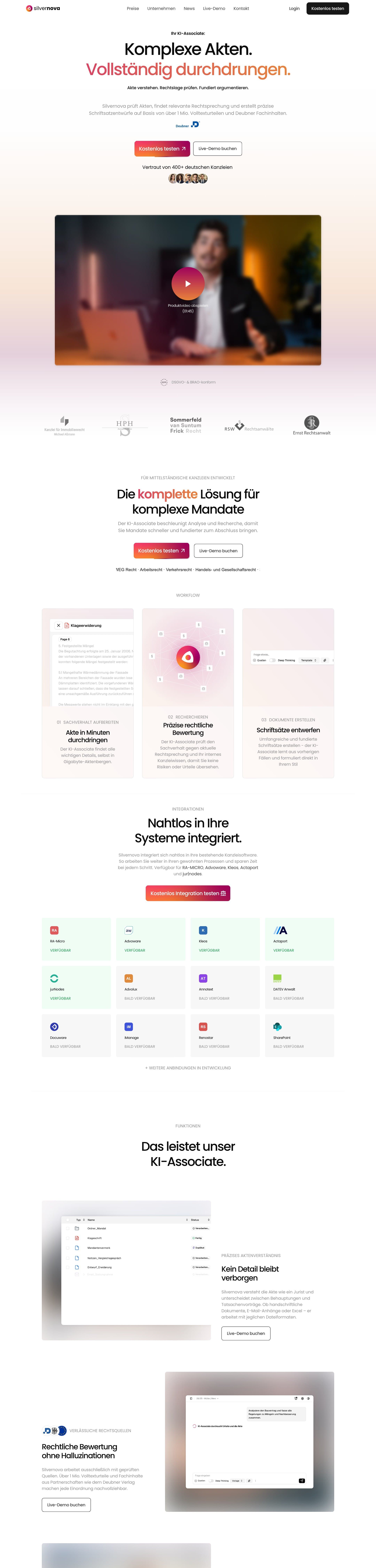 Silvernova: die ganze Startseite